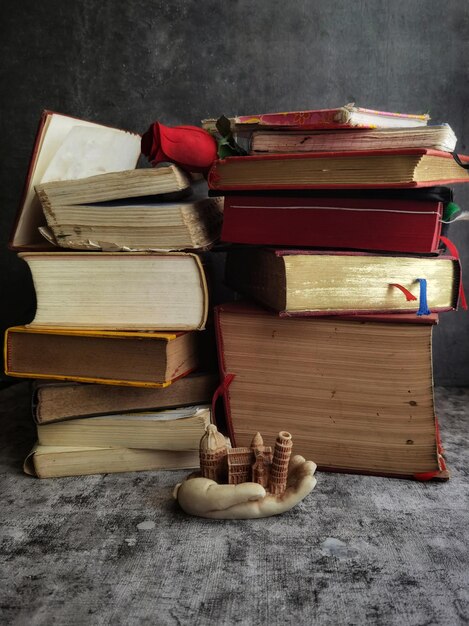 Photo stack of books on table