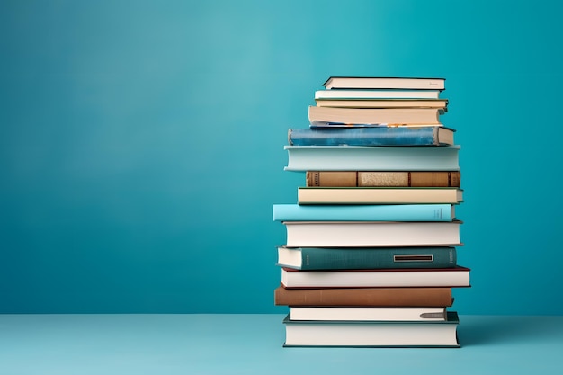 a stack of books on a table