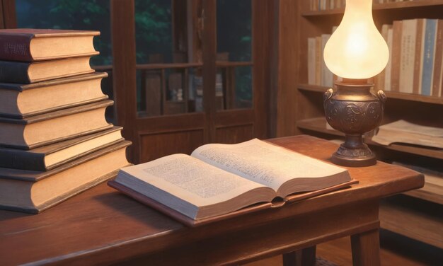 stack of books on the table