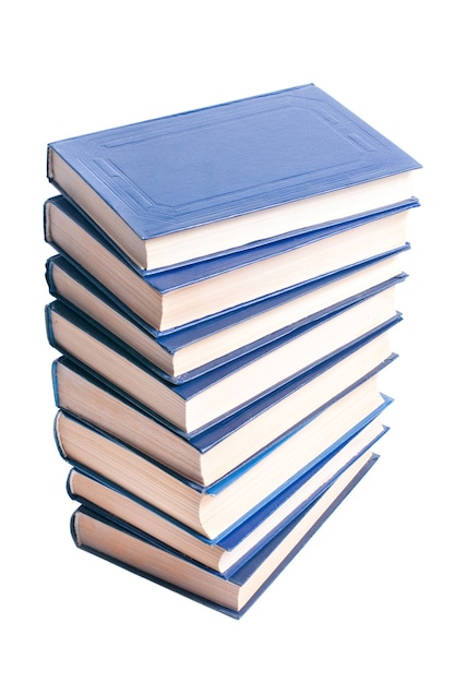 A stack of books on a white background.