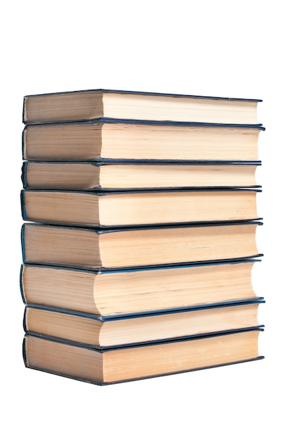 A stack of books on a white background.