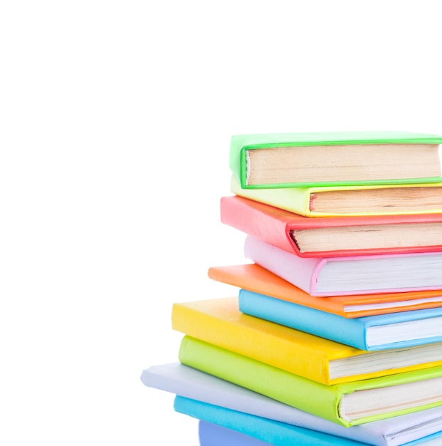 Stack of books on the white background