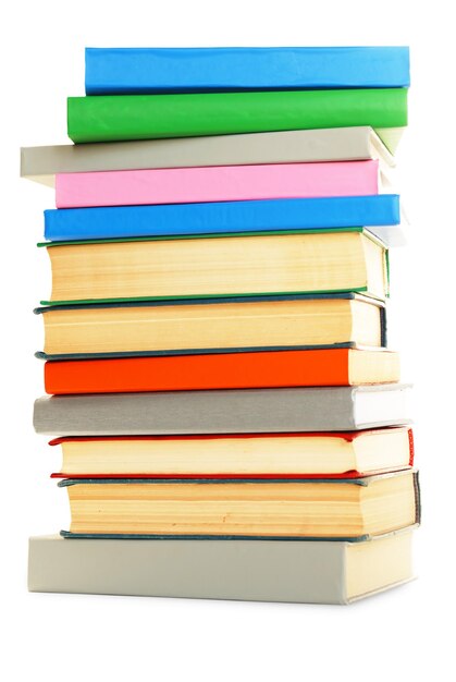 Stack of books over white