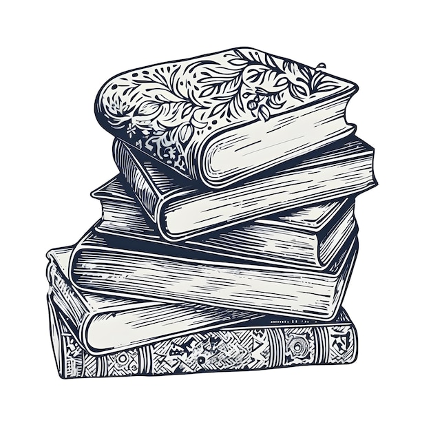 A stack of books with a floral pattern on the cover.