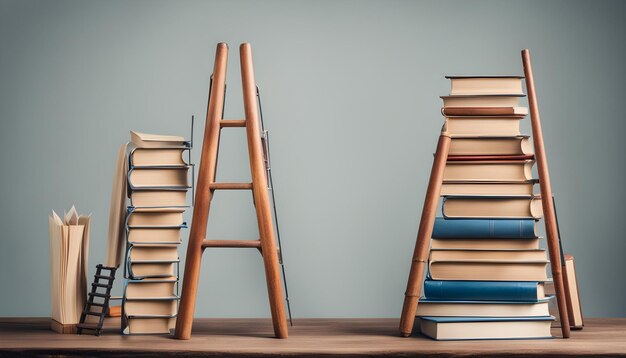 Photo a stack of books with one that says  the top  on the top