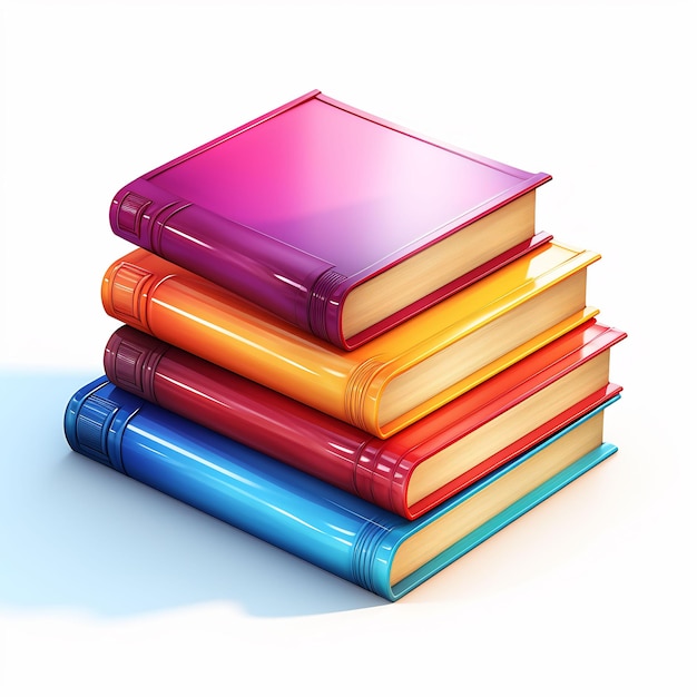 a stack of books with a red cover and a purple cover