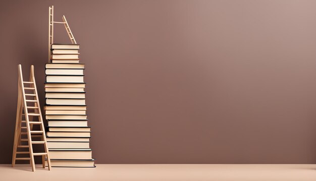 Photo a stack of books with a string on the top of the top