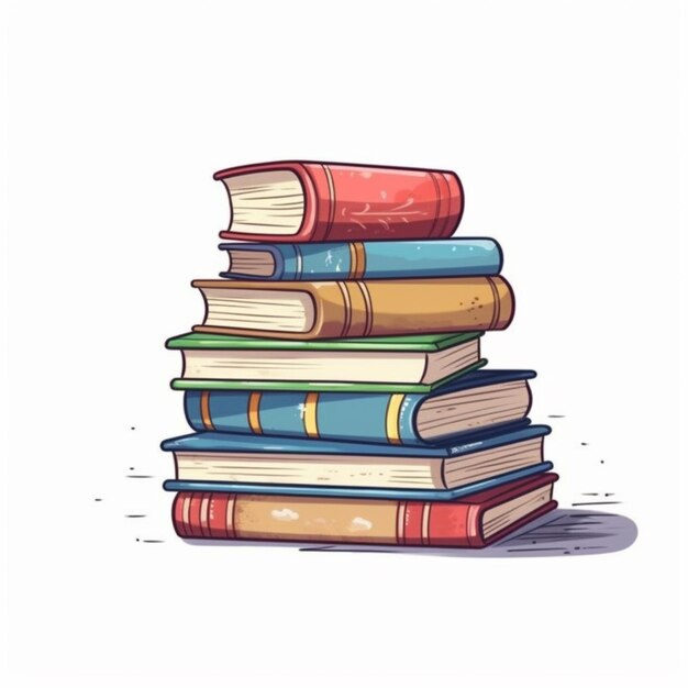 a stack of books with a white background generative ai