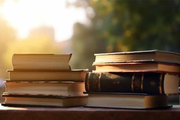 Stack of books with the word library on the top