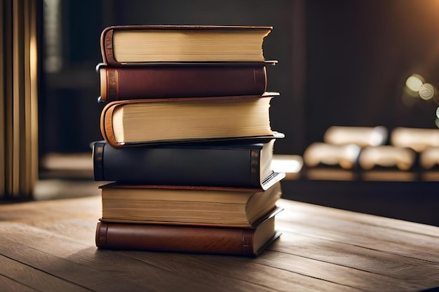 A stack of books with the word library on the top.