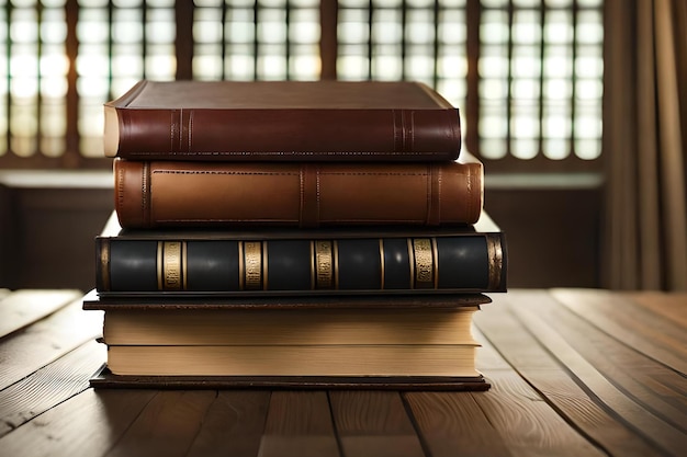 A stack of books with the word library on the top.