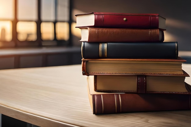 A stack of books with the word library on the top.