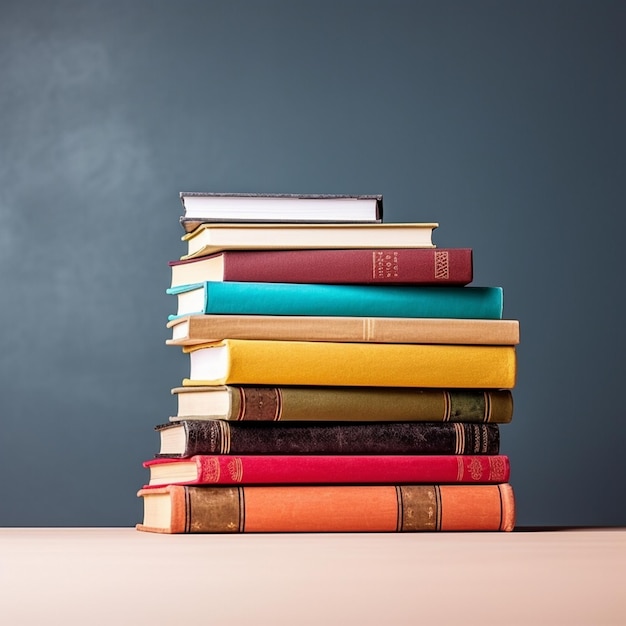 a stack of books with the word