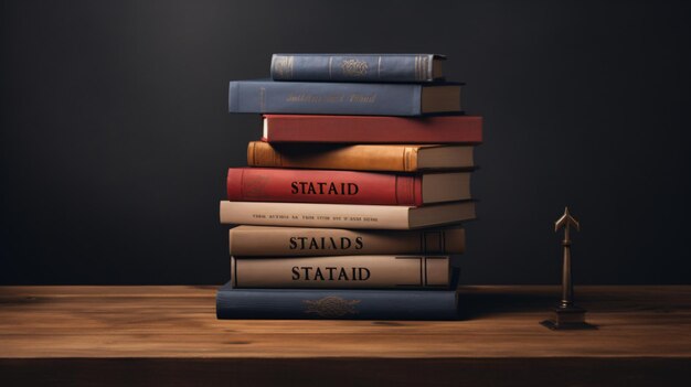 A stack of books with the words Walad Teaftacd Stoks