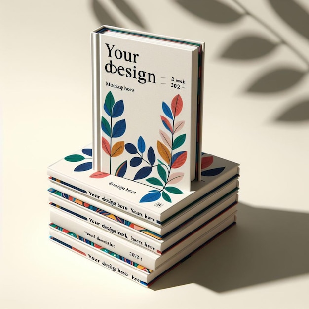 a stack of books with the words your design on them
