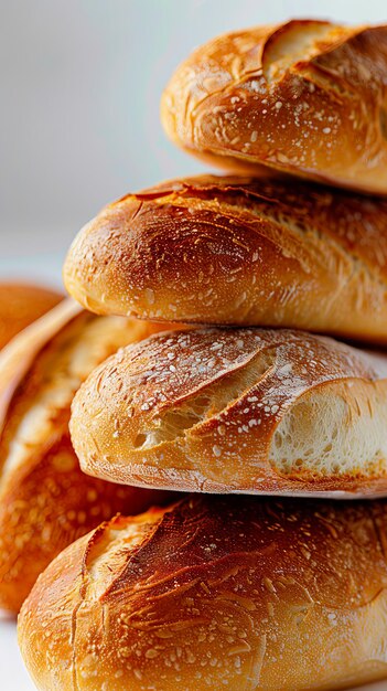 A stack of bread on a white surface