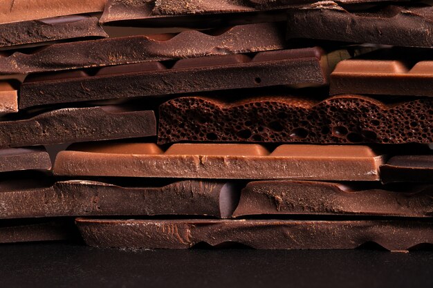 Stack of broken chocolate