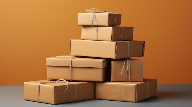 A stack of brown boxes with one saying'i'm a mailman '