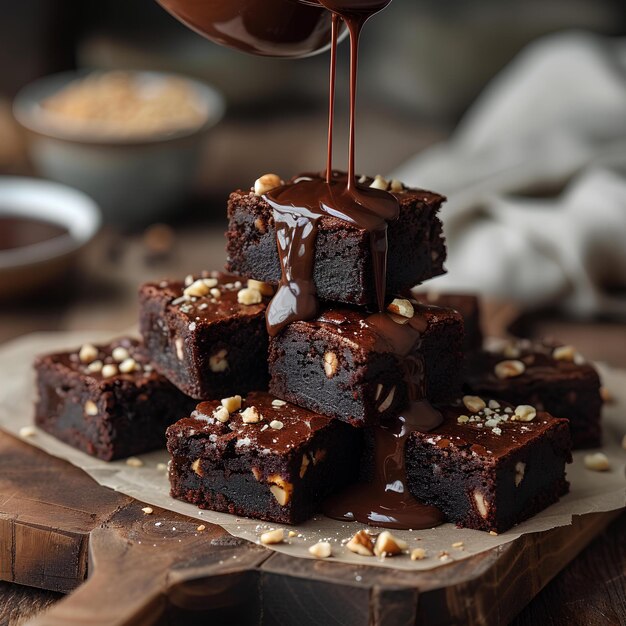 A stack of brownies