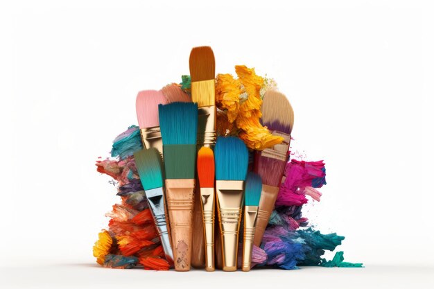 Stack of Brushes on Top of Each Other On a White or Clear Surface PNG Transparent Background