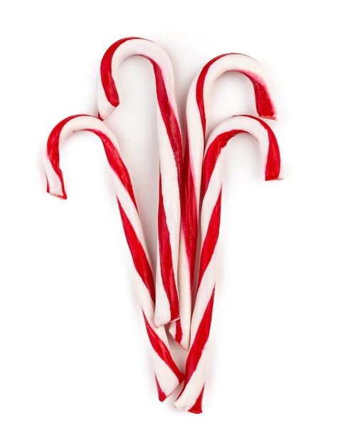 Stack of candy canes isolated on white background