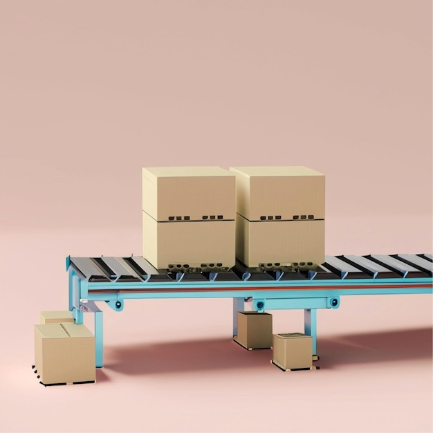 Foto stack di scatole di cartone con carrello a mano rilocalizzazione logistica di consegna e distribuzione delle merci