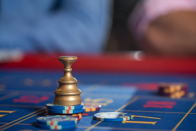 Stack of Chips on Roulette Table in Casino