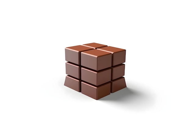 A stack of chocolate bars on a white background