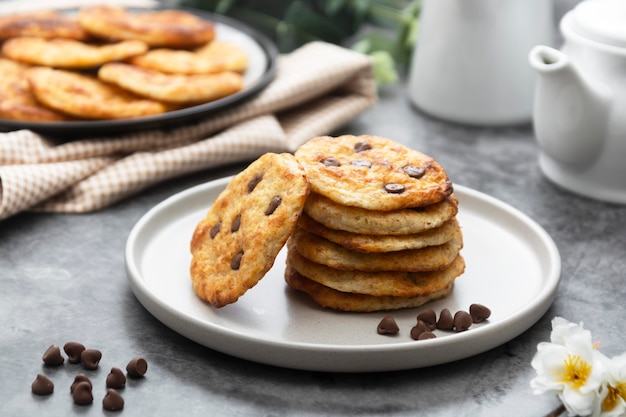 Stack of chocolate chip cookies