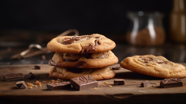 A stack of chocolate chip cookies