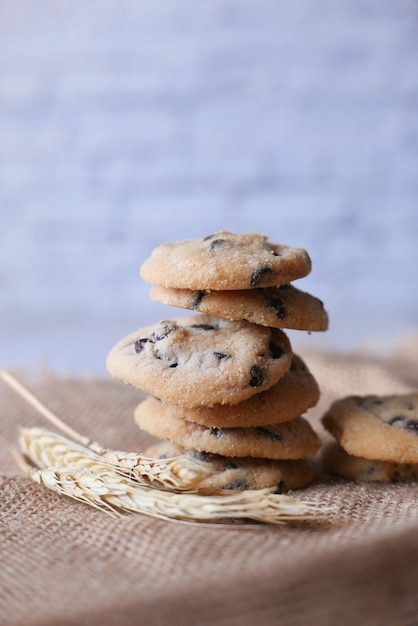 Stack of chocolate cookies