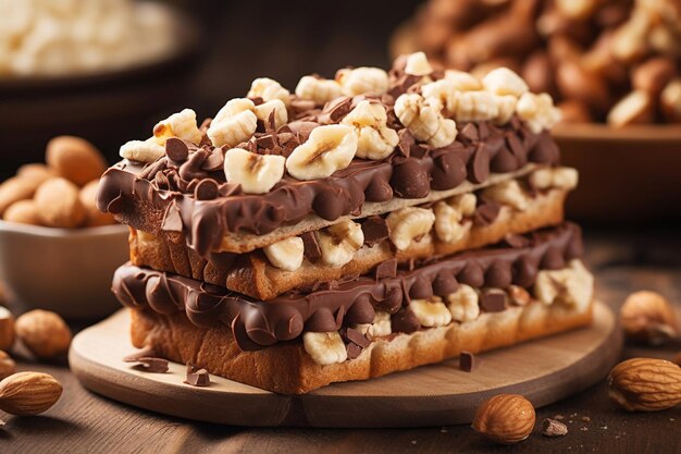 A stack of chocolate and nutella bread