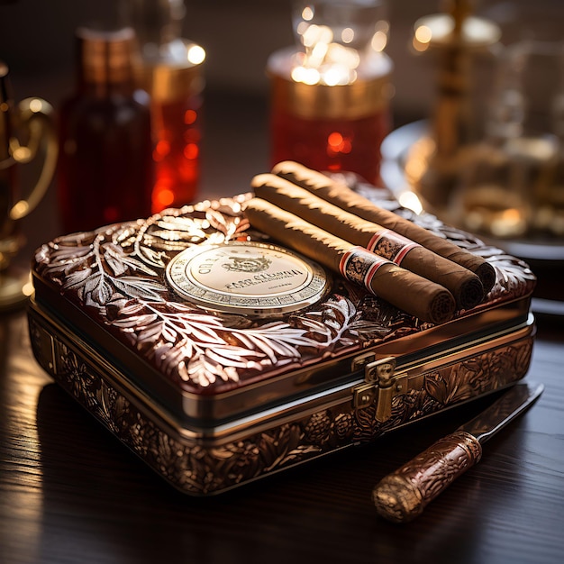 a stack of cigars on top of a stack of cigars.