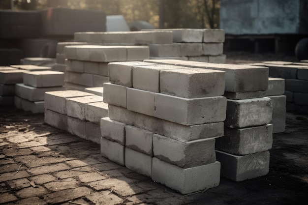 Stack Of Cinder Blocks Ready For Construction Generative AI