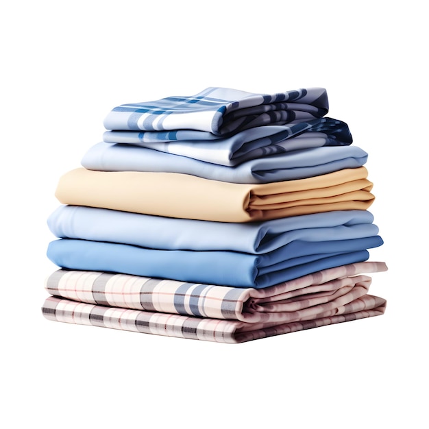 Stack of clean clothes clean laundry isolated on transparent background