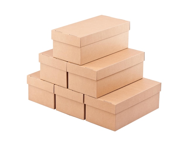 Stack of closed cardboard boxes