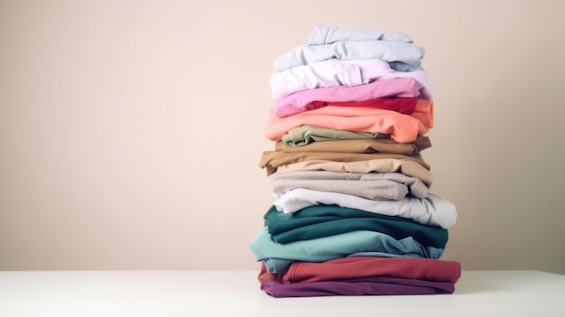 Stack of clothes A family laundry pile Generative AI