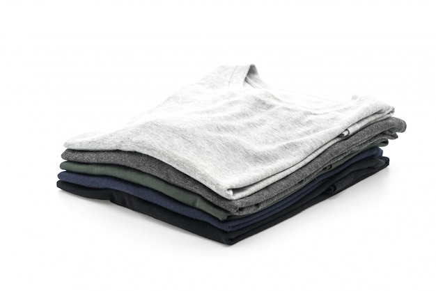 Stack of clothes on white 