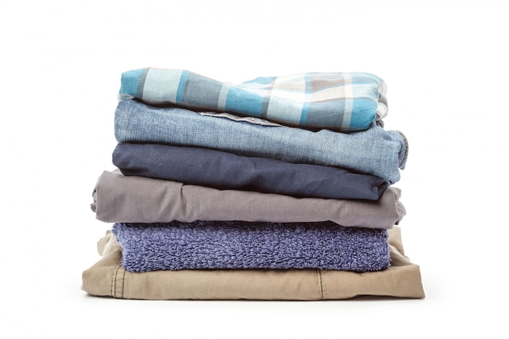 Photo stack of clothing isolated on white