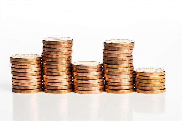 Stack of coins isolated on white background