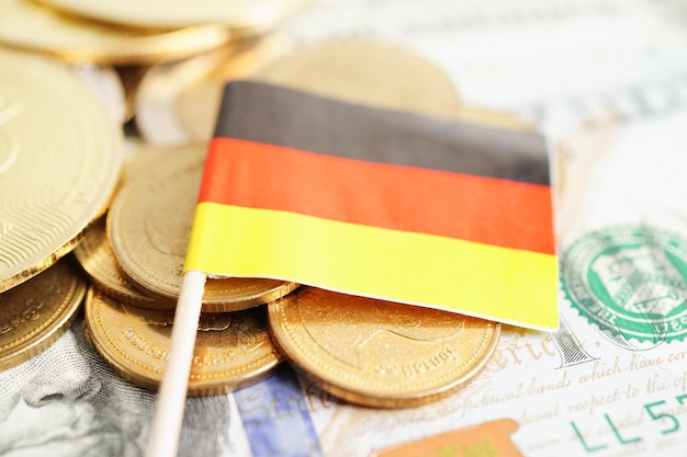 Stack of coins money with Germany flag finance banking concept