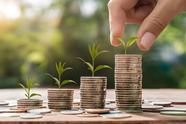 Stack of coins symbolizes money saving for future planning