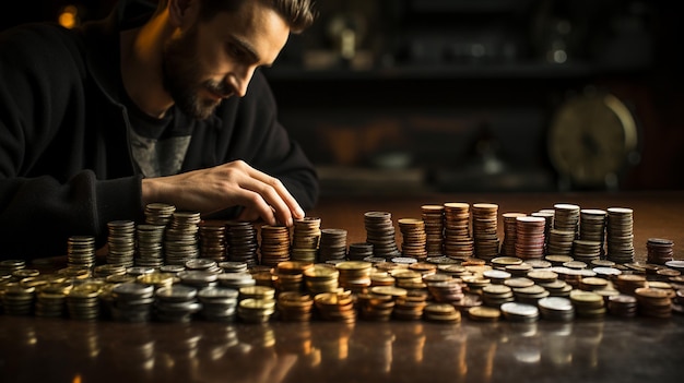 Stack of coins on the table Business Finance