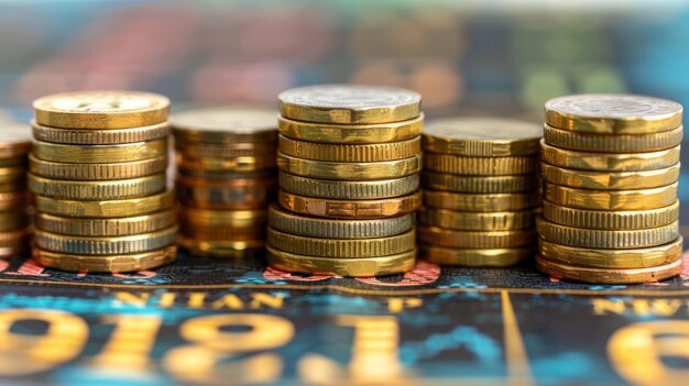 Photo stack of coins on table