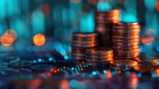 Stack of Coins on Table