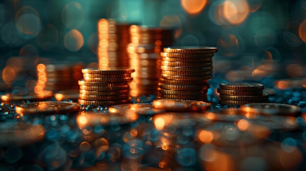 Stack of Coins on Table