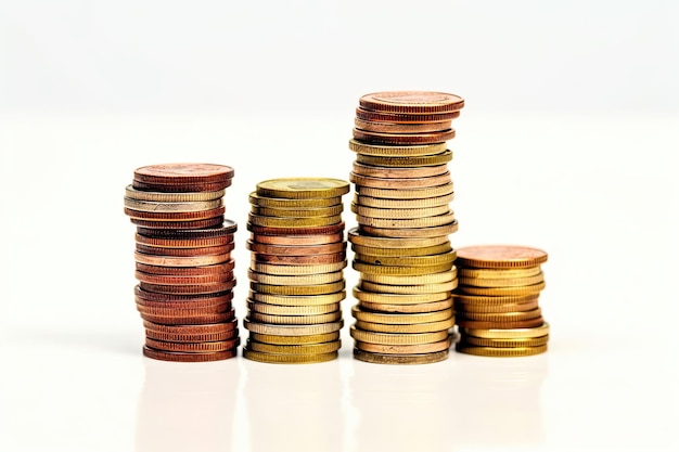 Stack Of Coins On White Background