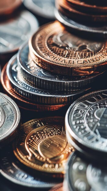 Photo a stack of coins with one of them reading zrozrot