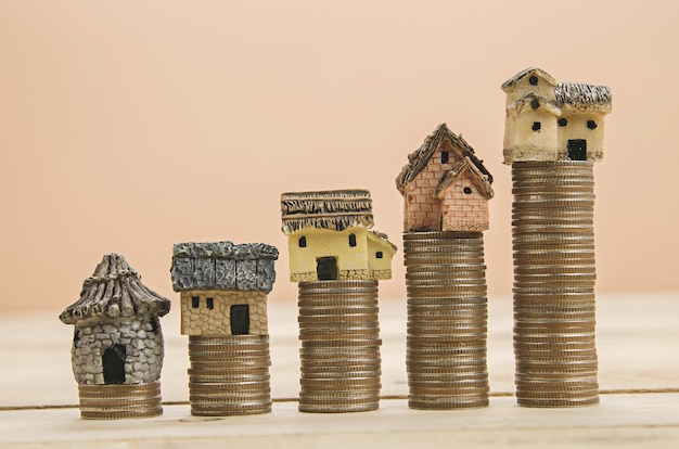 stack of coins on wooden table