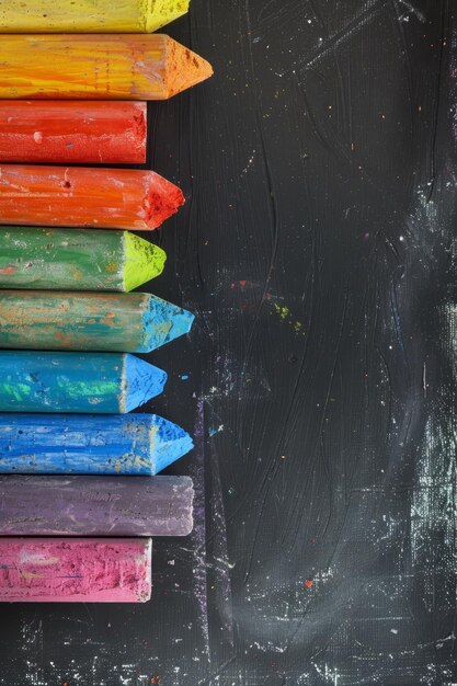 Photo a stack of colored chalkboards with different colors